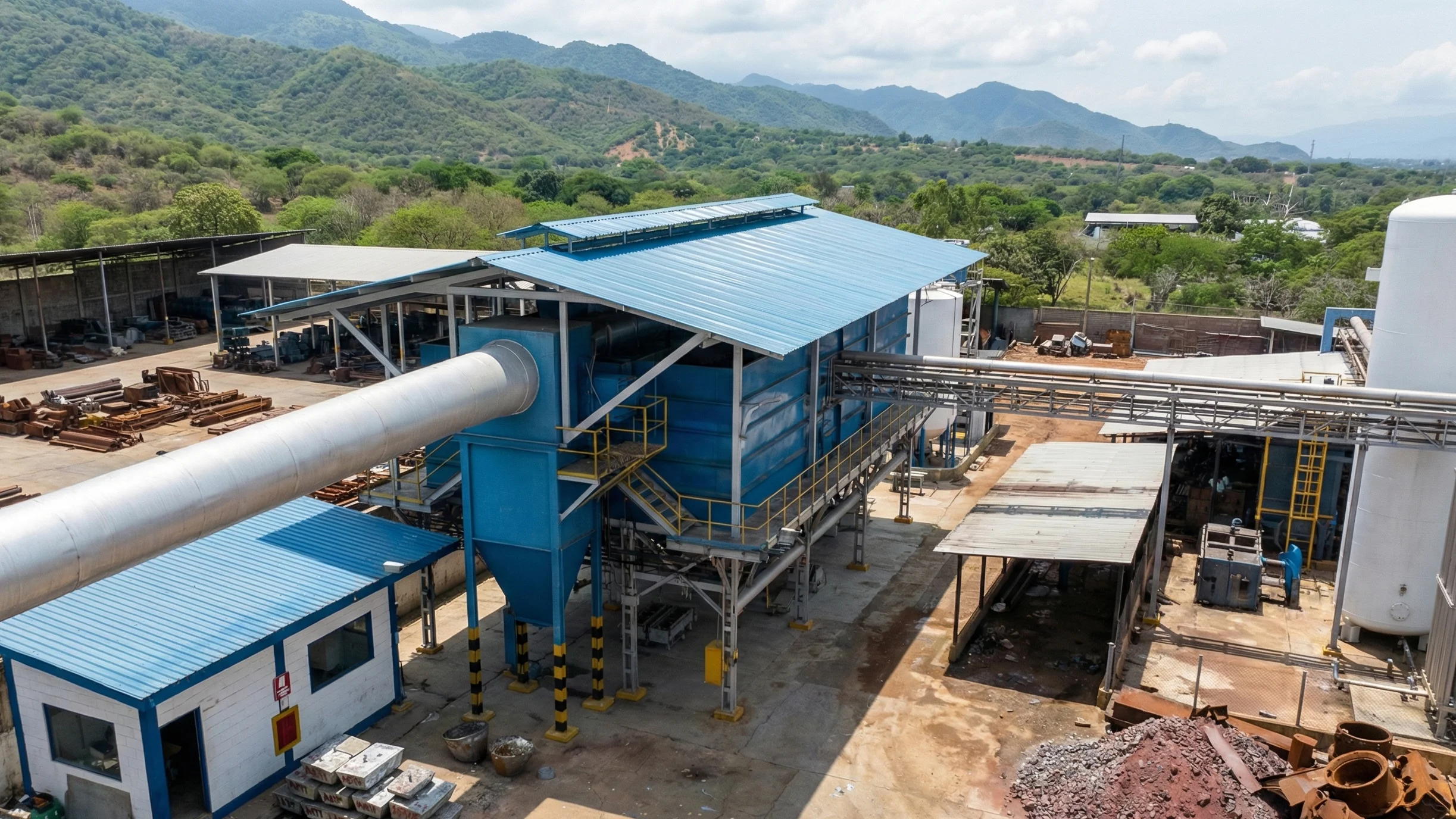 FUNMETAL C.A. manufacturing facility — aerial view of 30,850 m2 lead recycling plant in Mariara, Venezuela