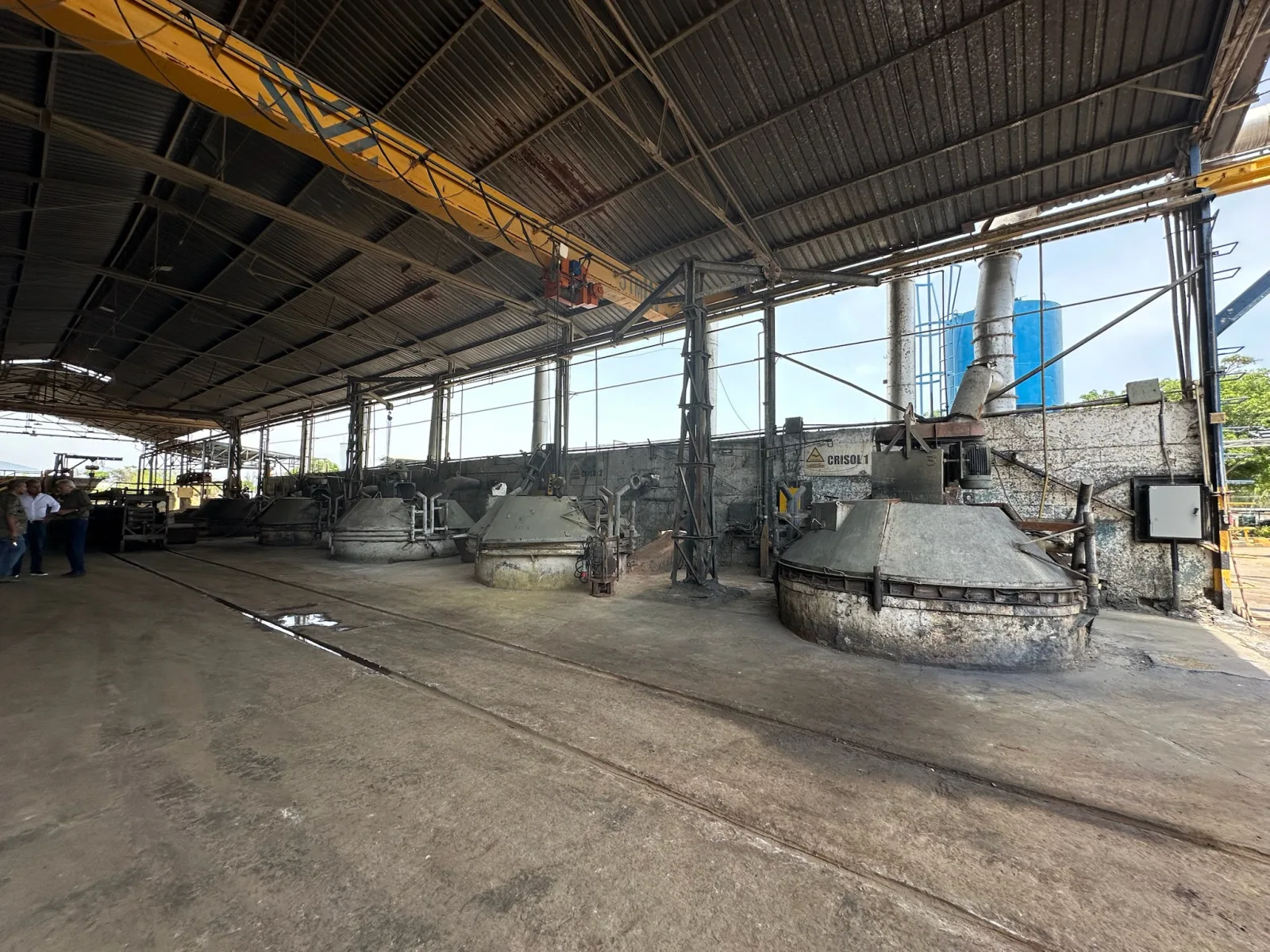 Numbered refining kettles at the FUNMETAL plant, where lead alloys are blended to each customer specification