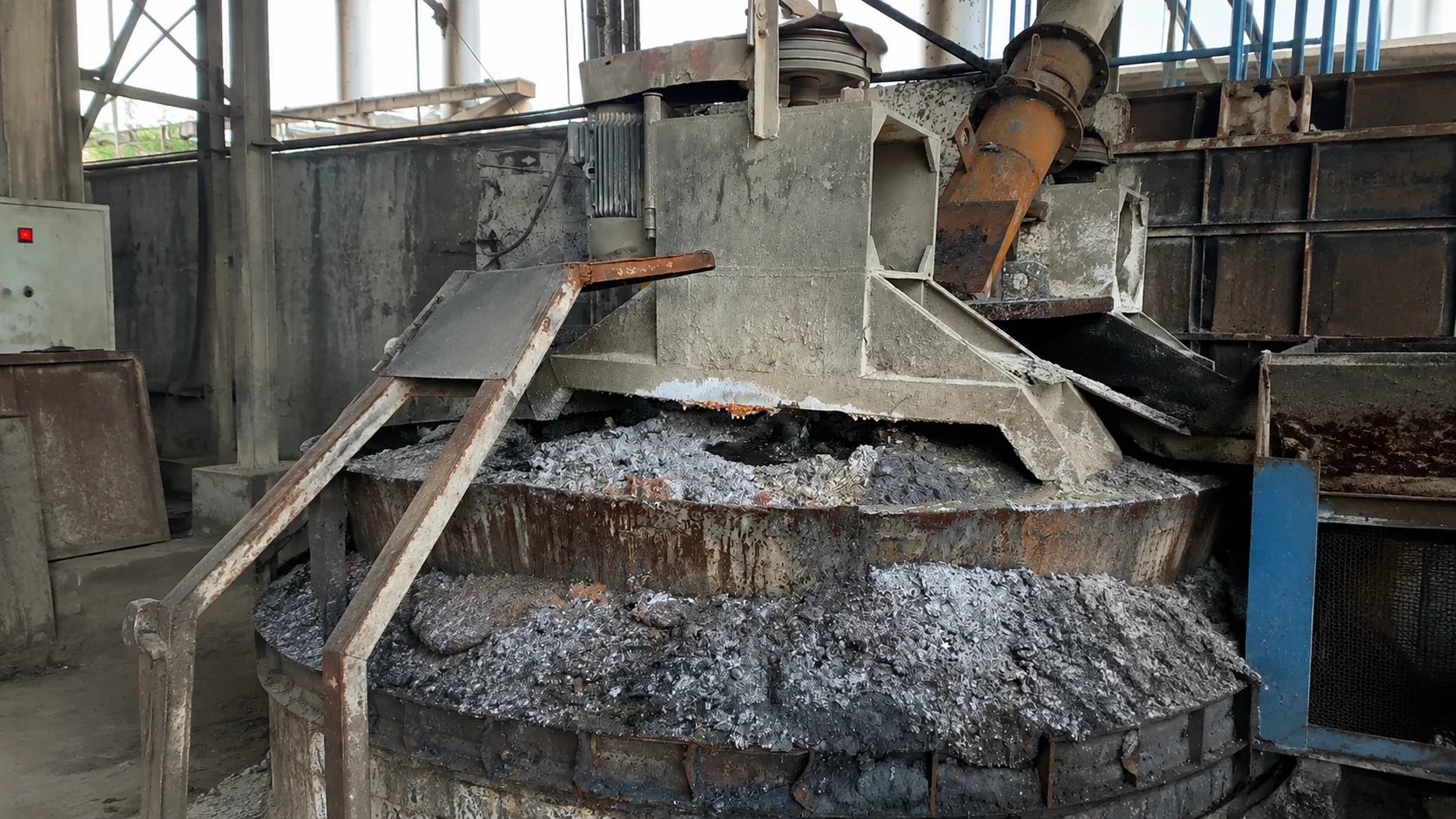 Dross skimmed from a refining kettle inside the FUNMETAL plant
